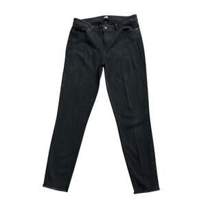 Paige Verdugo Ankle Skinny Jeans Black Raw Hem Womens Size 30